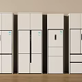 Modern Minimalist White Refrigerators and Freezers Multiple Styles Side by Side Against Wall