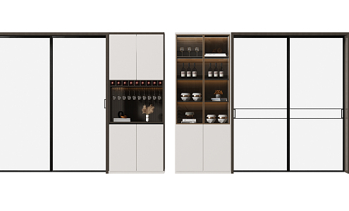 Modern Wine Cabinet with sliding door 3d model