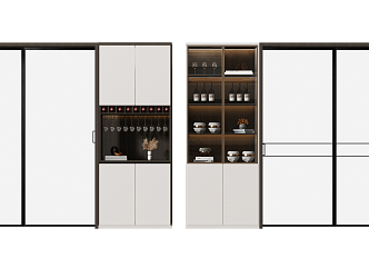 Modern Wine Cabinet with sliding door 3d model