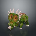 Vibrant Green Reptile With White Spikes Nose Horns And Red Orange Spots 3D Rendering