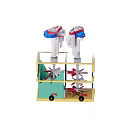 Dual Shaft Industrial Mixer With Red Blades Green Components Yellow Frame And Wheels