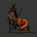Fantasy Style 3D Model Decorative Figurine With Female Character And Flame Mount