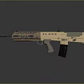 Modern Tactical Assault Rifle With Tan Metallic Finish And Rail System For Military Use