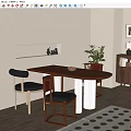 Middle style dining table and chair 3d model