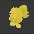 Pink Animated Character with Green Hat Yellow Accent Red Bowtie Brown Shoes and Angry Face