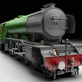 Vintage Steam Train Engine In Green Gray Red Color Scheme 3d model