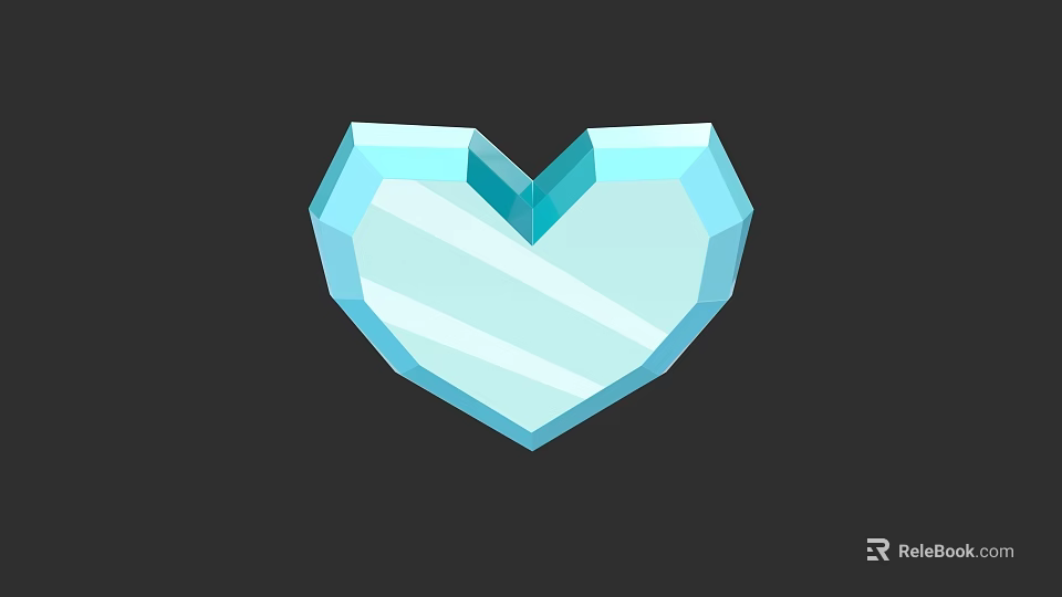 Heart Shaped Blue Crystal Sculpture With Polished Transparent Surface And Glossy Finish 3d model 