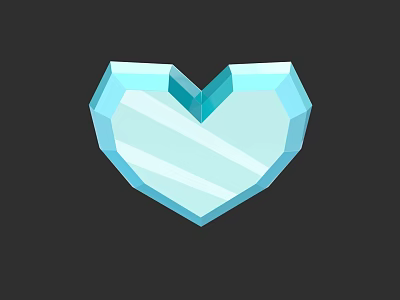 Heart Shaped Blue Crystal Sculpture With Polished Transparent Surface And Glossy Finish 3d model