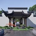 Traditional Chinese Garden Landscape With Pavilion Lotus Pond Stone Steps And Greenery