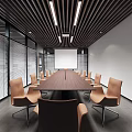 Birds Eye View of Modern Office Interior With Workstations Meeting Tables And Glass Partitions