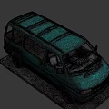 Turquoise Vintage Volkswagen Van Parked On Gravel Ground With Grass Around
