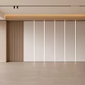 Modern Living Room Interior With Wooden And White Panel Walls And Light Strips