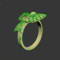 Elegant Gold Ring With Intricate Wing Design And Blue Gemstone Accent 3d model