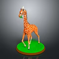 Decorative Giraffe Figurine as Home Living Accessory with Green Base and Leaf in Mouth