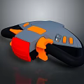 Stylish Handheld Tool With Gray Body Red Component Orange Accents And Black Handle