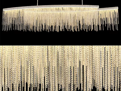 Linear Modern Crystal Chandelier With Hanging Crystal Strips And Elegant Design 3d model