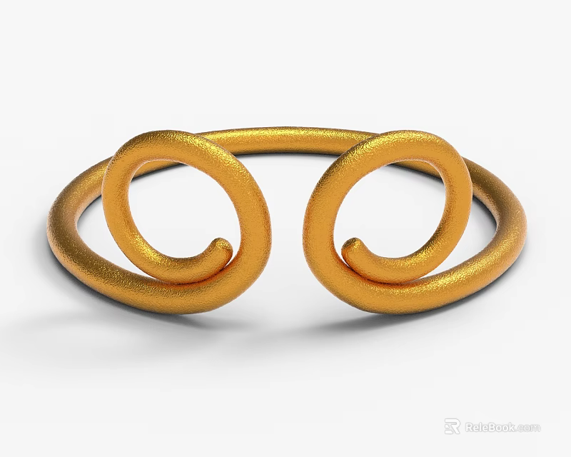 Elegant Golden Double Spiral Ring Shaped Decorative Ornament Set For Interior Decor 3d model 