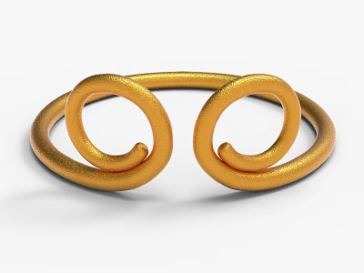 Elegant Golden Double Spiral Ring Shaped Decorative Ornament Set For Interior Decor 3d model