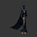 Bent Wizard Rat Character In Blue Robe With Tall Hat And Walking Cane
