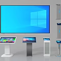 Public Facilities With Large Digital Screen And Multiple Touchscreen Kiosks 3d model
