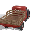 Vintage Red Classic Truck With Wooden Flatbed And Retro Design