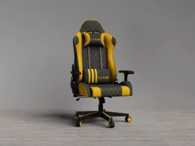 Lancer Black Yellow Gaming Chair Ergonomic Design Padded Seat Armrests With Rolling Wheels 3d model