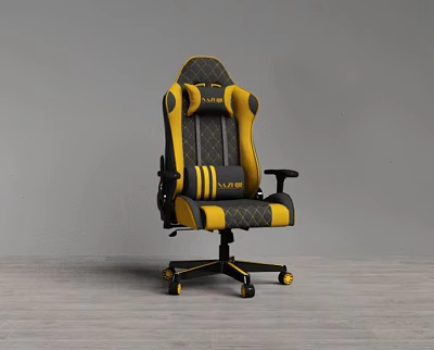 Lancer Black Yellow Gaming Chair Ergonomic Design Padded Seat Armrests With Rolling Wheels 3d model
