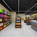 Supermarket Grocery Store With Fresh Fruits Vegetables On Wooden Shelves