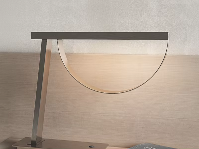 Modern Minimalist Table Lamp With Metal Frame And Glass Shade On Wooden Desk 3d model