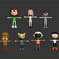 3D Cartoon Game And Animation Characters With Various Outfits And Hairstyles