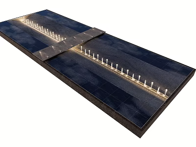 Decorative Garden Ornament With Illuminated Stone Pathway And Linear Lighting 3d model