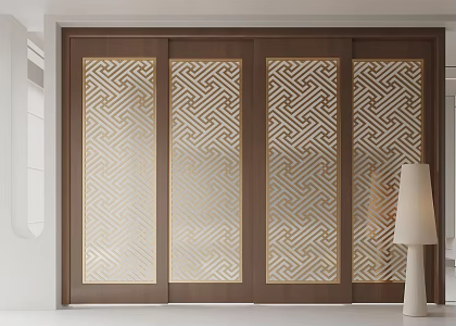 New Chinese style sliding door kitchen door 3d model