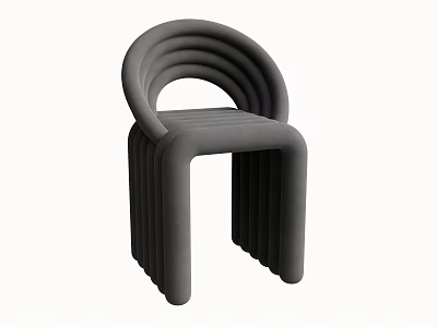 Modern Single Chair With Curved Loop Backrest And Sleek Gray Unique Design 3d model