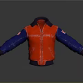 Red And Blue Patchwork Jacket With Collar Daily Life Clothing Item 3d model