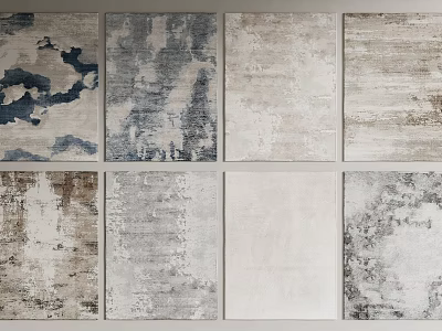 Modern Square Rugs With Various Stylish Textured Patterns And Neutral Tones For Home Decor 3d model