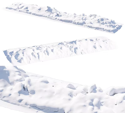 Natural Snow Piles With Irregular Shapes In Winter Landscape Scene 3d model