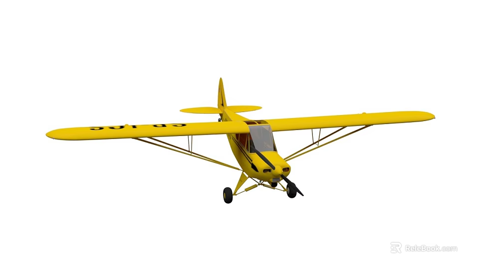 Bright Yellow Fighter Jet With Fixed Wings Single Engine And Wing Identification Numbers 3d model
