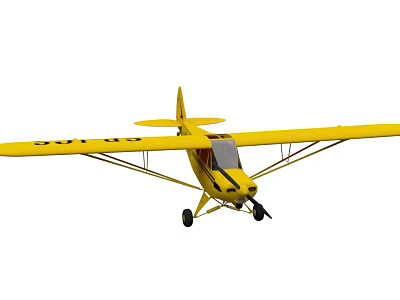 Bright Yellow Fighter Jet With Fixed Wings Single Engine And Wing Identification Numbers 3d model