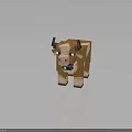 Pixelated Character Cow 3D Model With Brown And White Spots Horns Minecraft Style