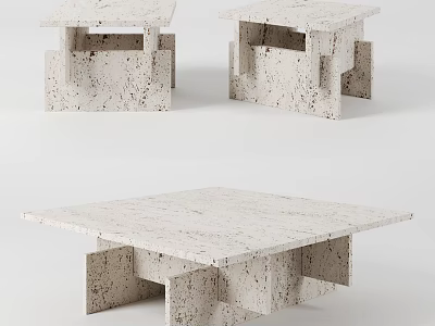 Modern Terrazzo Coffee Table With Geometric Base And Textured Surface Design 3d model
