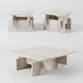 Modern Terrazzo Coffee Table With Geometric Base And Textured Surface Design 3d model