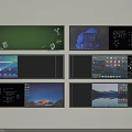Wall Featuring Multiple Displays Showing Various Digital Contents And Scenic 3d model