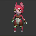 Pink Cat Game And Movie Character With Big Yellow Eyes Red Outfit And White Gloves