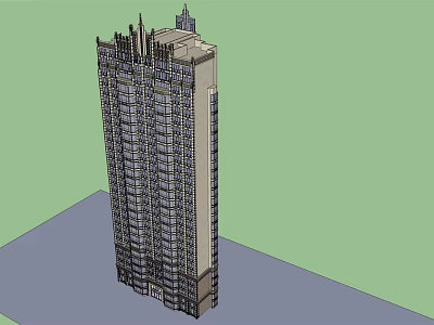 Modern Tall Building Exterior Design With Glass Windows And Decorative Top Structure 3d model