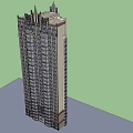 Modern Tall Building Exterior Design With Glass Windows And Decorative Top Structure