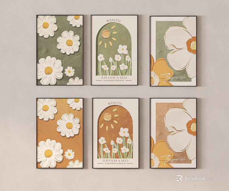 Floral Decorative Wall Art With Spring Bloom Text And Daisy Designs 3d model 