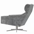 Modern Gray Textured Fabric Leisure Chair With High Back Armrests And Metal Swivel Base