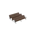 Ground With Wooden Seat Bench And Black Metal Scroll Frame Design