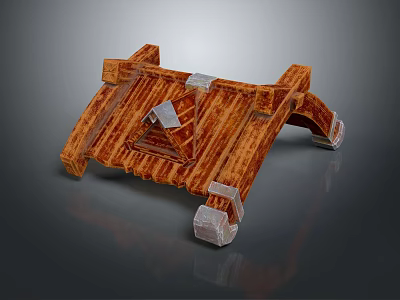 Wooden Structural Component With Cross Beams Gray Support Blocks And Textured Design 3d model