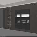 Modern Wine Cabinet With Glass Door LED Lighting And Wooden Storage Shelves